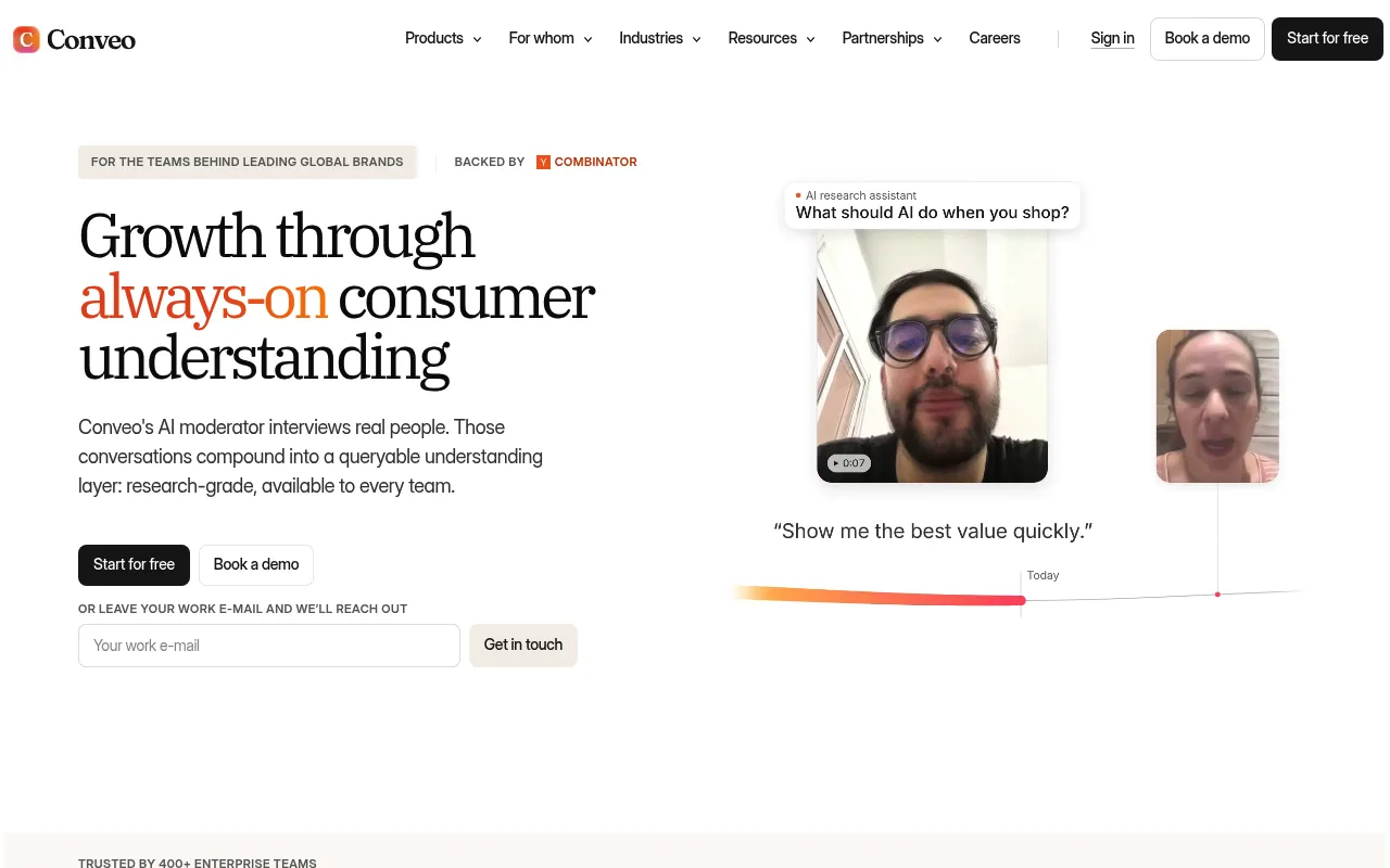 Conveo homepage (conveo.ai)