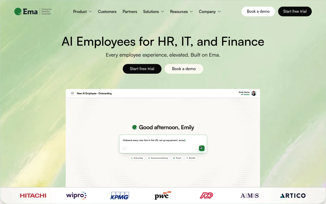 Ema homepage (ema.co)