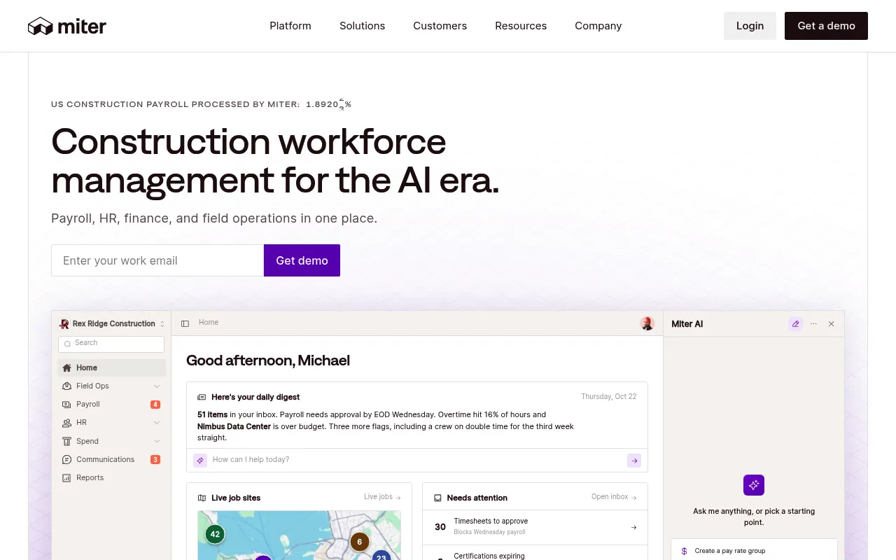 Miter homepage (miter.com)